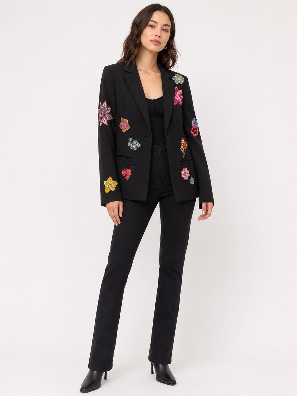 cinq a sept Black Embroidered Floral Blazer - Picture 7 of 7